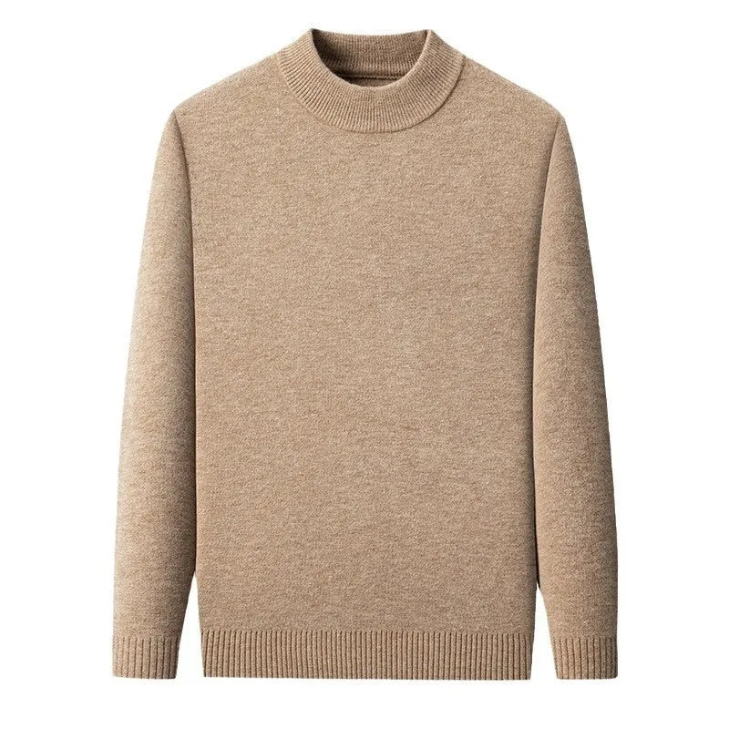 Men's solid colour half turtleneck sweater in fine yarn wool, available in multiple colours and sizes