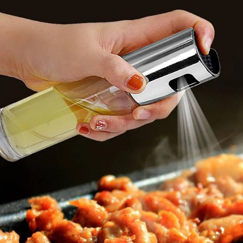 ABS and glass push-type oil vinegar spray bottle with 100ml capacity for kitchen and BBQ use