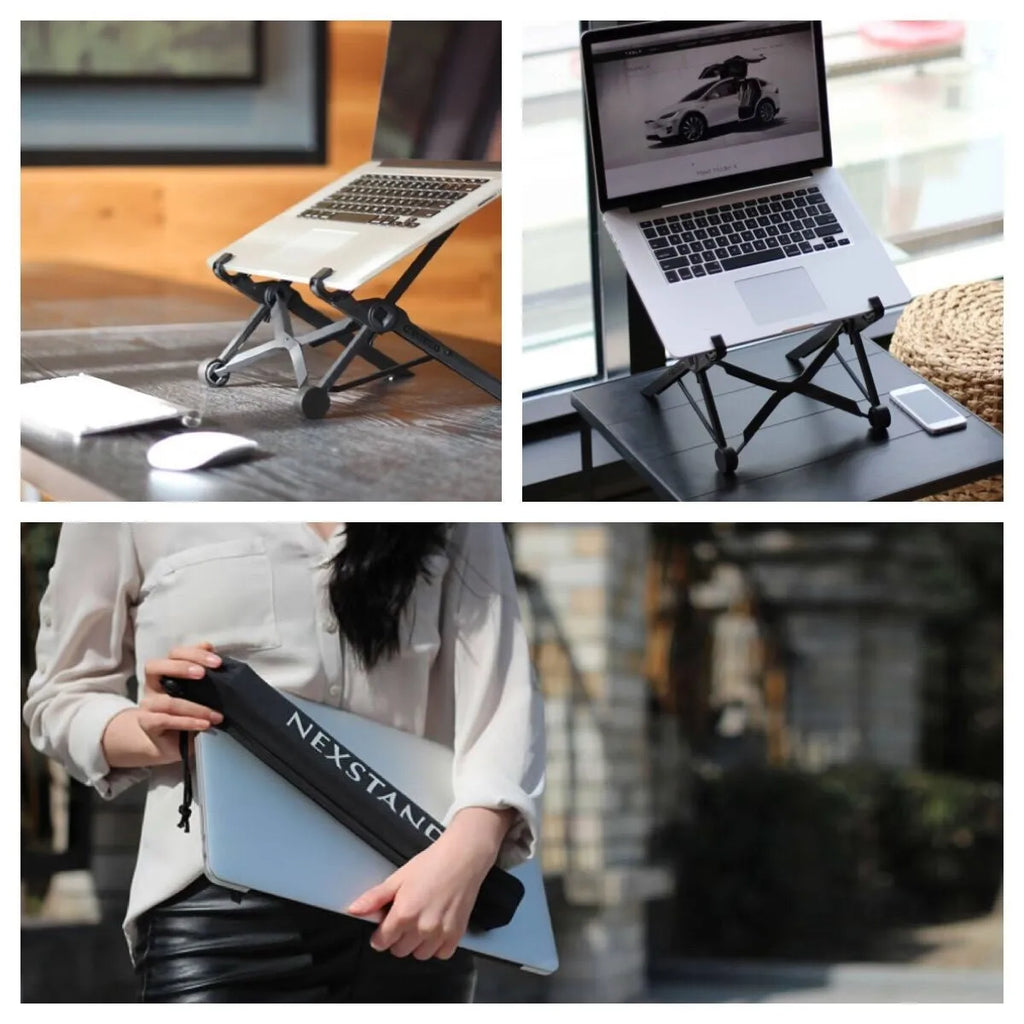 Sagacious black portable folding laptop bracket computer stand on desk