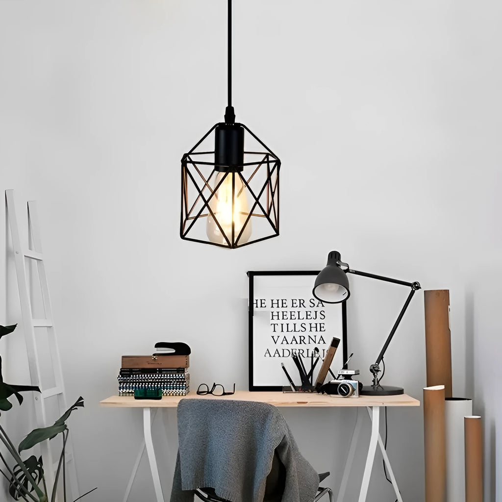 American country style decorative light fitting with iron shade, shown in a single head configuration.