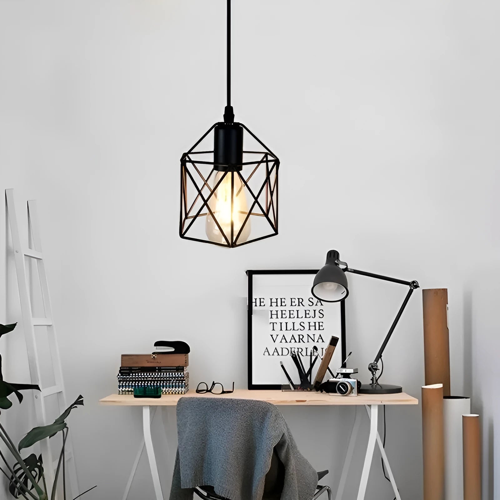 American country style decorative light fitting with iron shade, shown in a single head configuration.