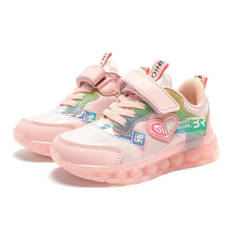 Girls fashion jelly sole sports shoes in pink with breathable upper and TPR sole, UK sizes 26-37