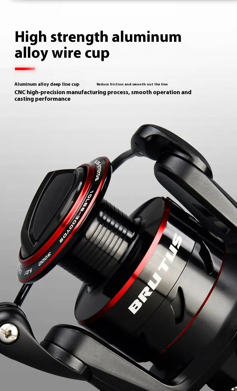 All-metal fishing spinning reel with telescopic fishing rod in four series options
