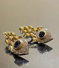 Pair of snake motif earrings for women in imitation gold electroplated alloy, fashion OL style