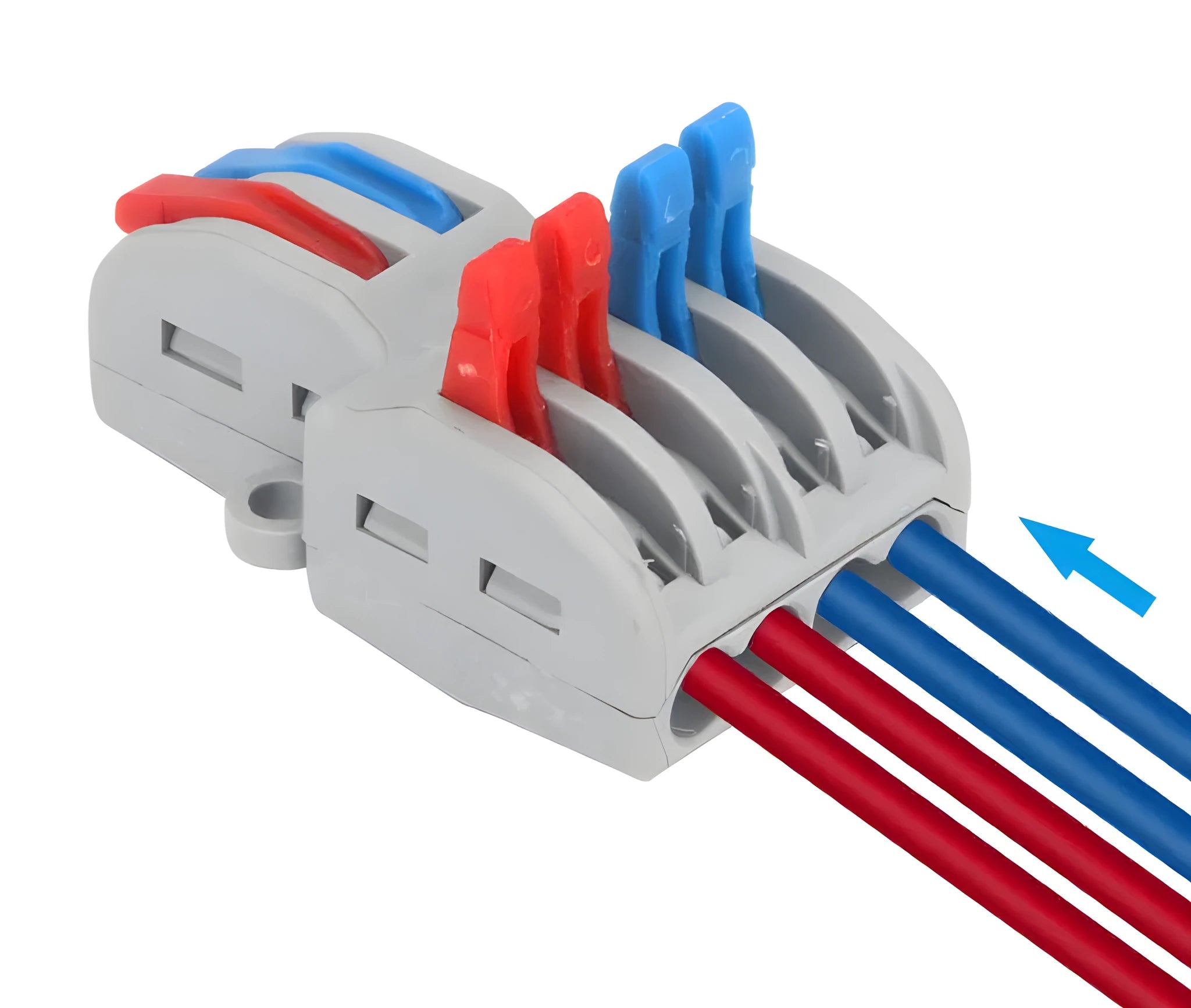 Pack of insulated electrical wire connector terminal blocks, SPL 42 and SPL 62 styles, with brass pins.