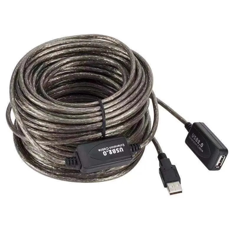USB high speed data cable with chip 5m transparent black copper wire extension male to female