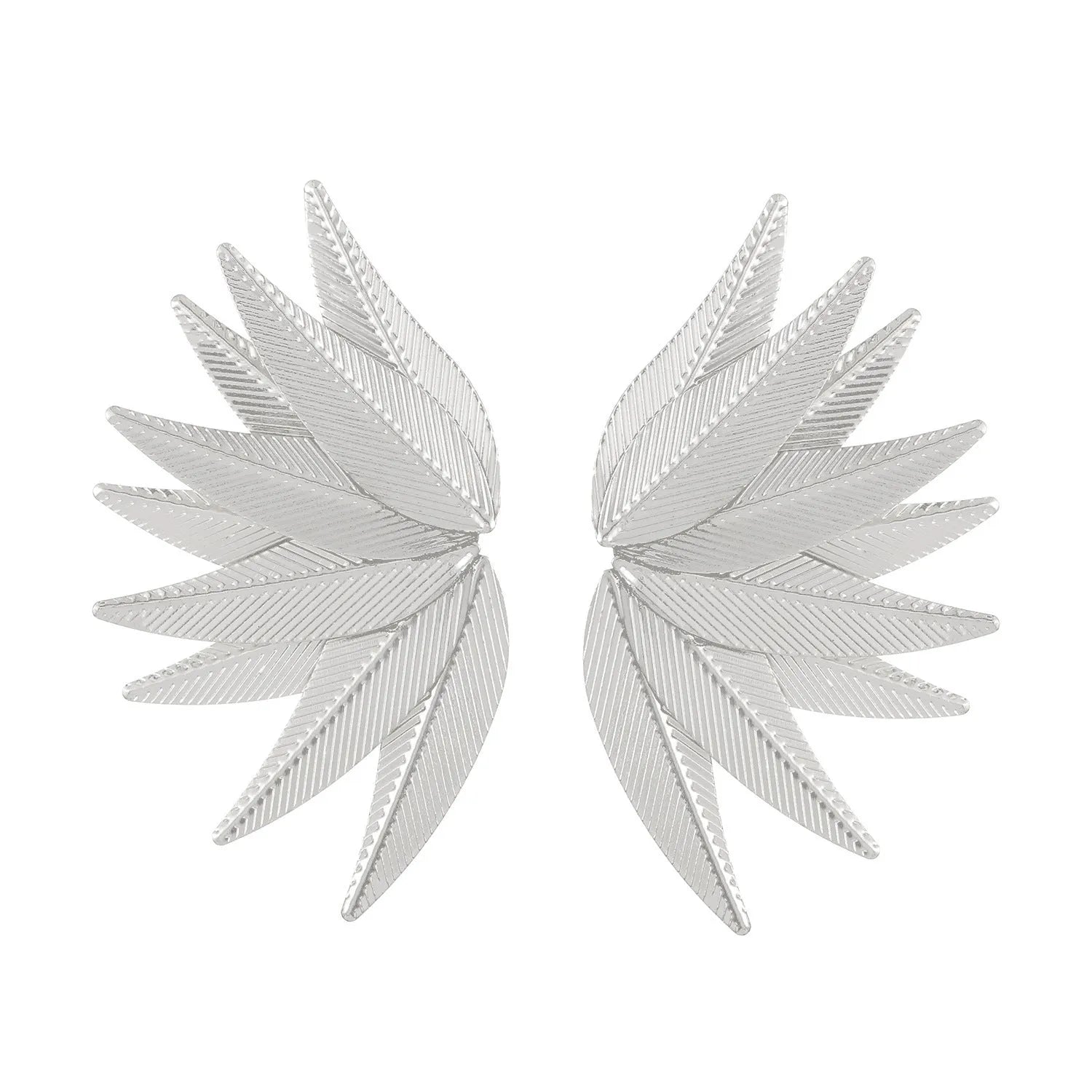 Gold and white alloy patch earrings with leaves shape design