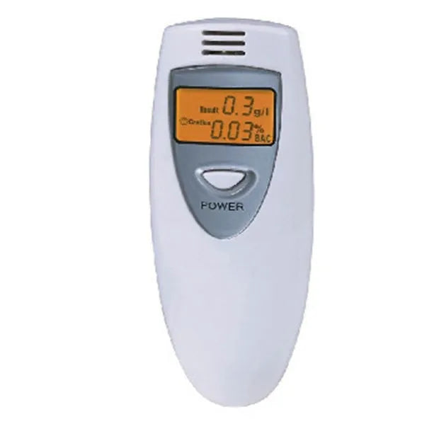 High-precision alcohol tester with colour display in White A colour, showing a digital readout screen