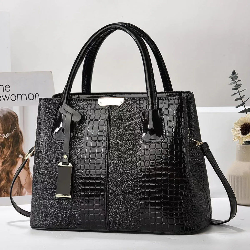Women's large-capacity soft PU leather handbag, lightweight 540g, horizontal square tote, six colours