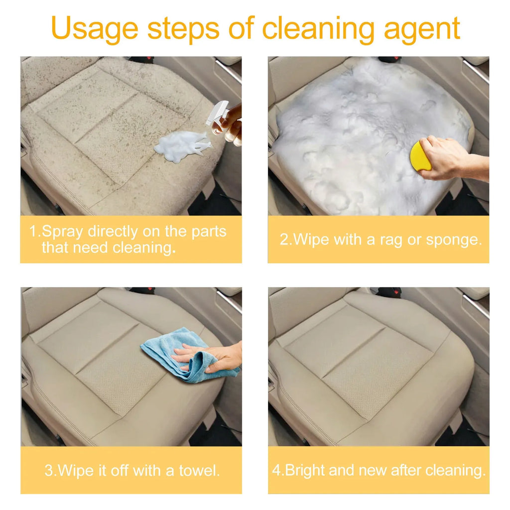 60ml car interior foamed cleaner with 10x10cm sponge in 6x6x11cm box