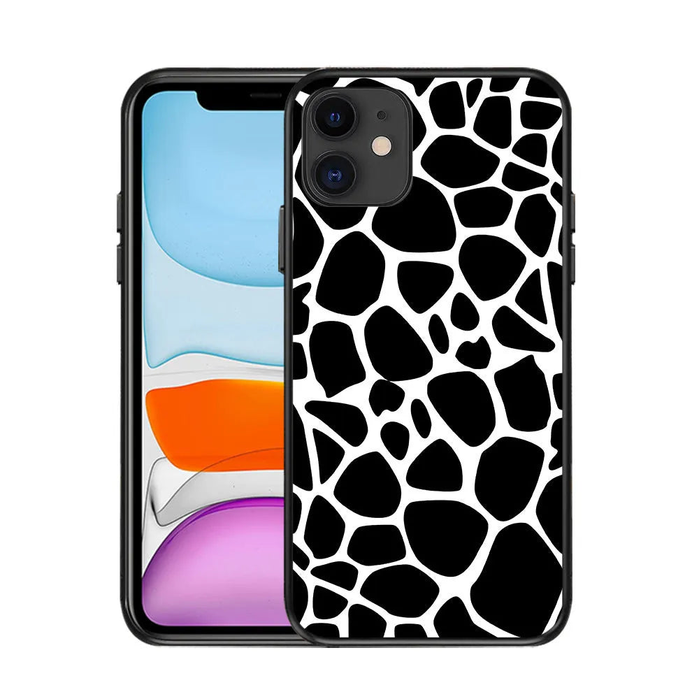 Milk pattern TPU back cover for Apple iPhone with grid and leopard print design, painted finish