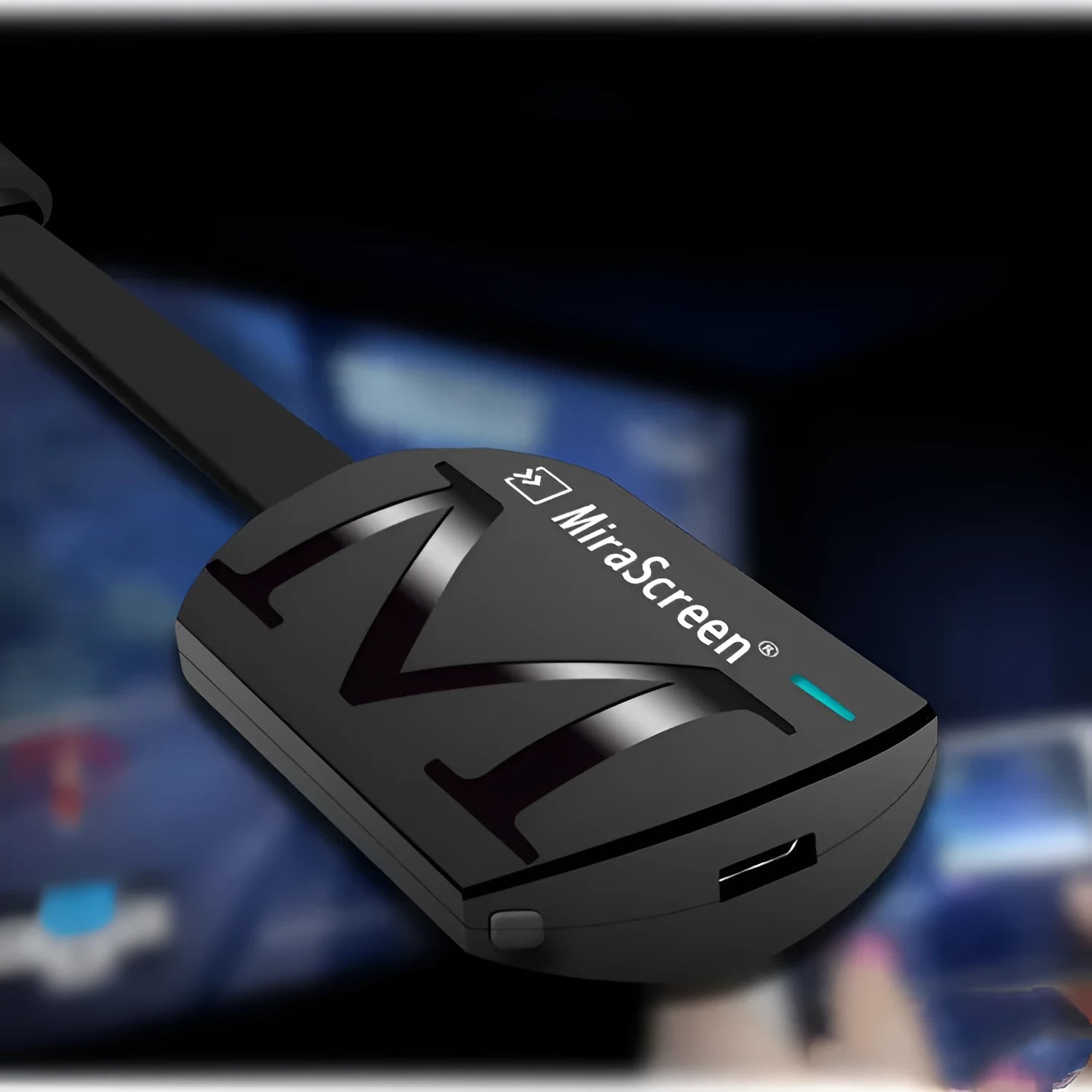 Black USB to HDMI smartphone screen mirroring dongle for 1080p TV output