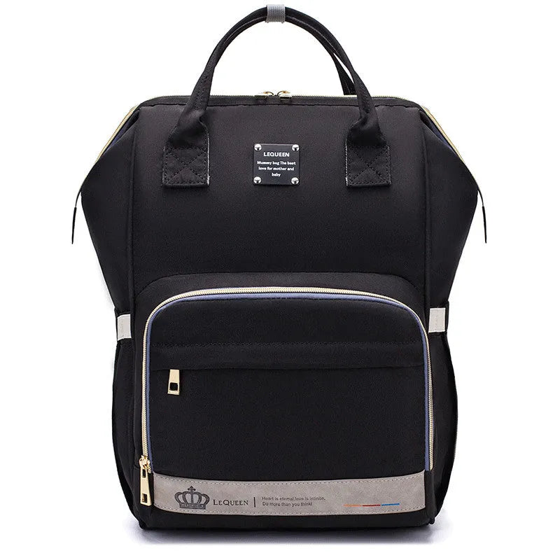 Mummy maternity bag backpack in solid colour with zipper closure and nylon finish