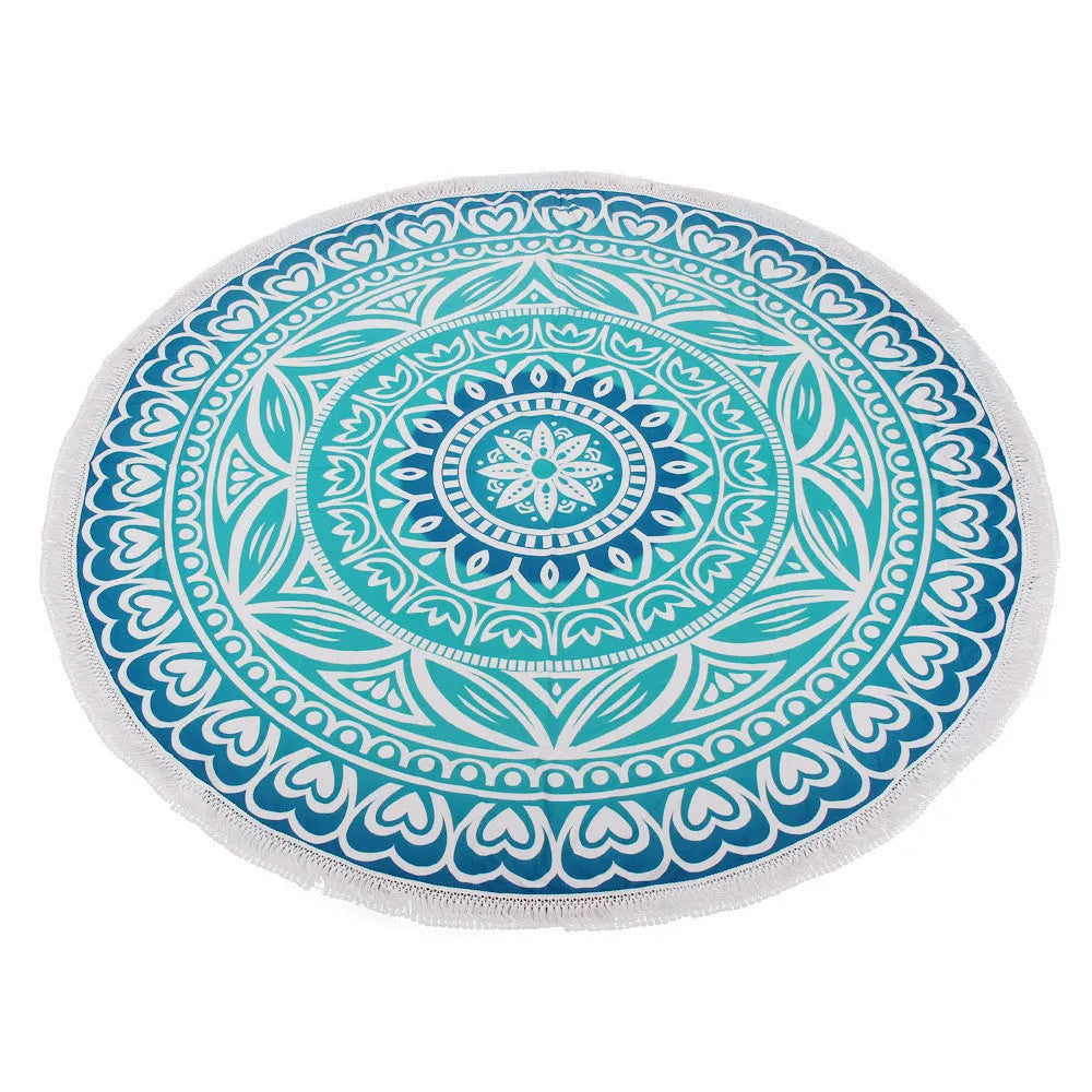 Round polyester bath towel with digital print, 150cm diameter, in style option 1