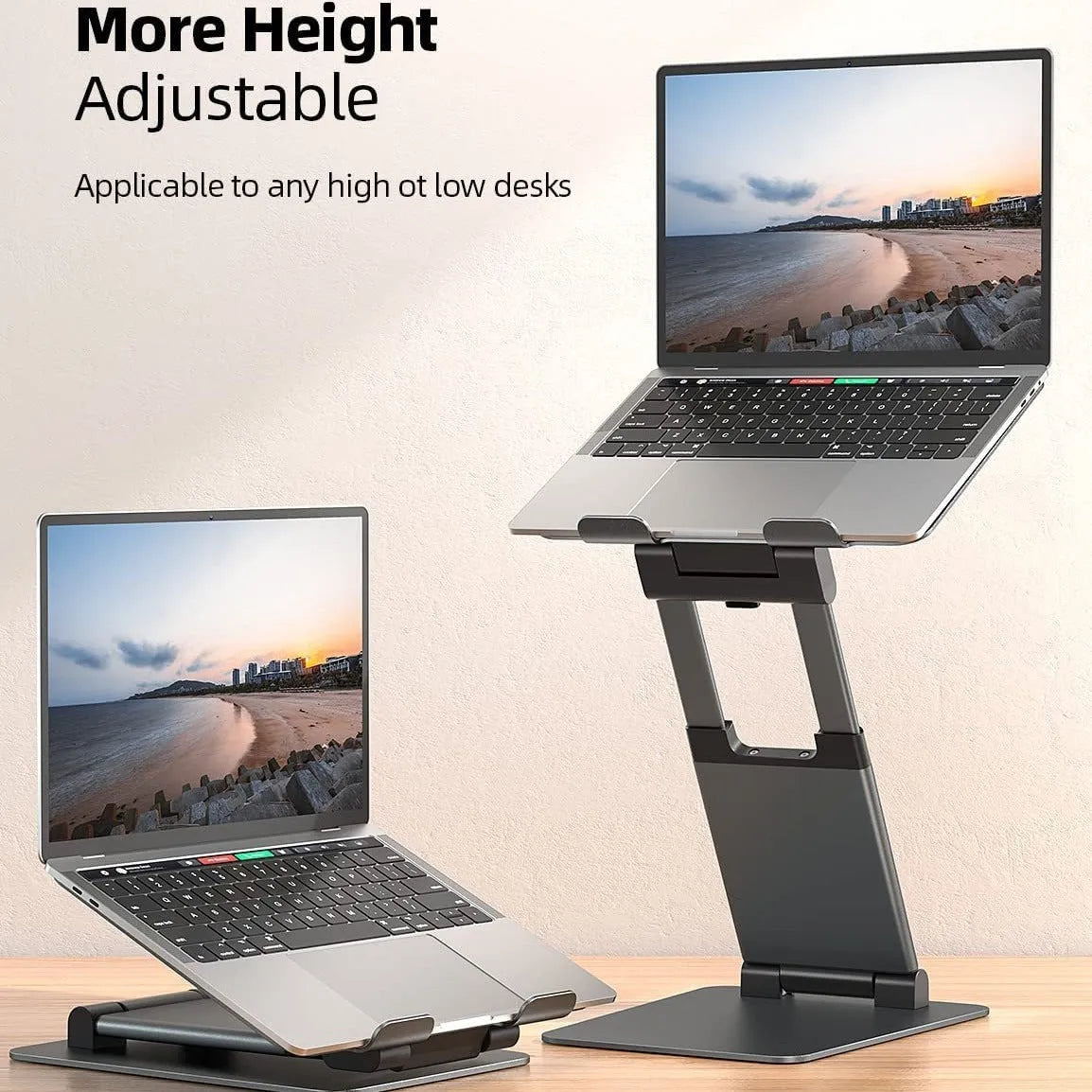 Aluminium alloy laptop stand with adjustable base, 27.5 x 24cm, in silver, grey or rose gold