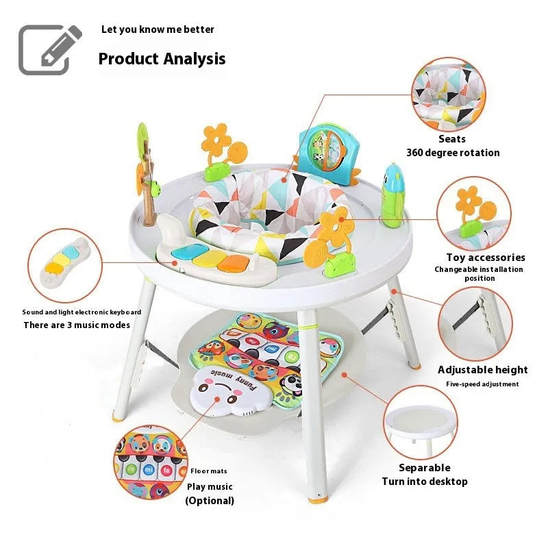 Three-in-one baby jumping chair bouncing gymnastic rack in duck design with development toys