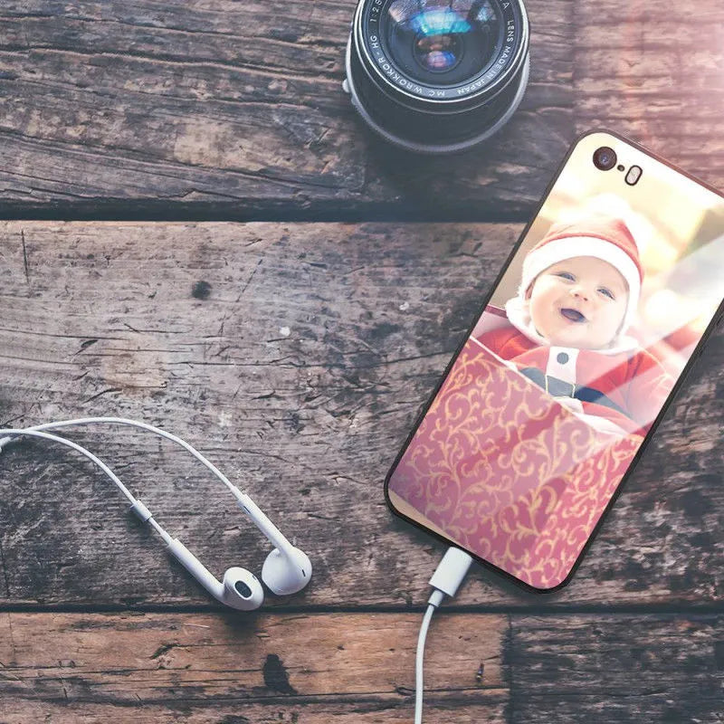A slim, patterned iPhone case showing its raised edges around the camera and screen cutouts.