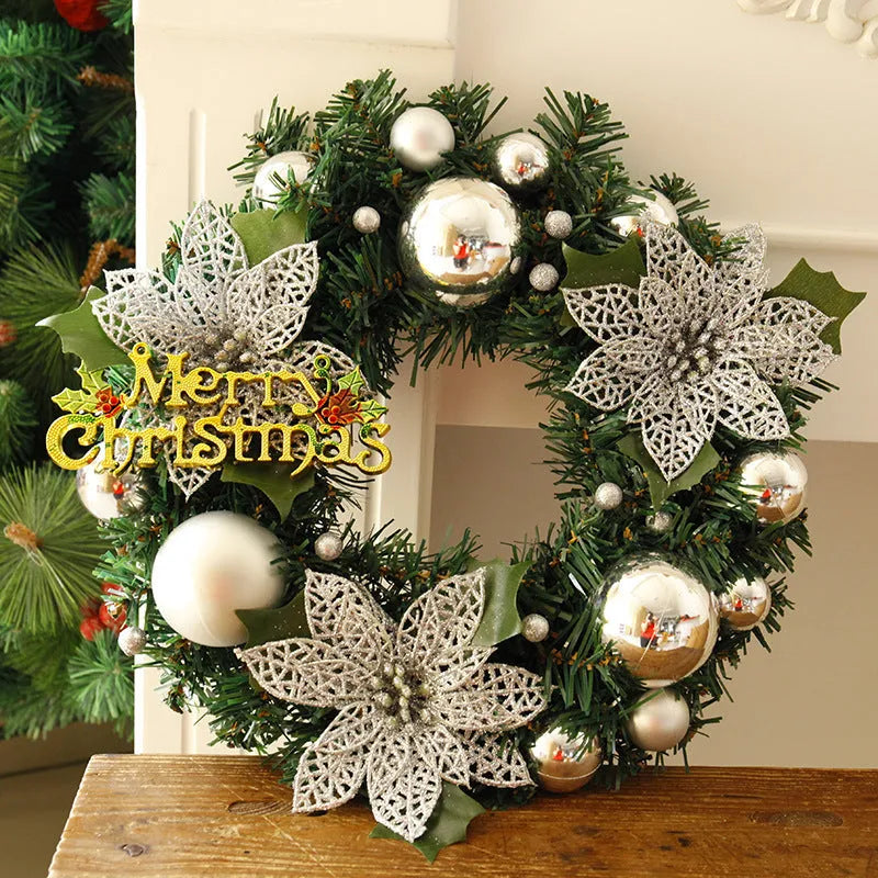 30cm multicolour plastic Christmas wreath decoration for door and garden