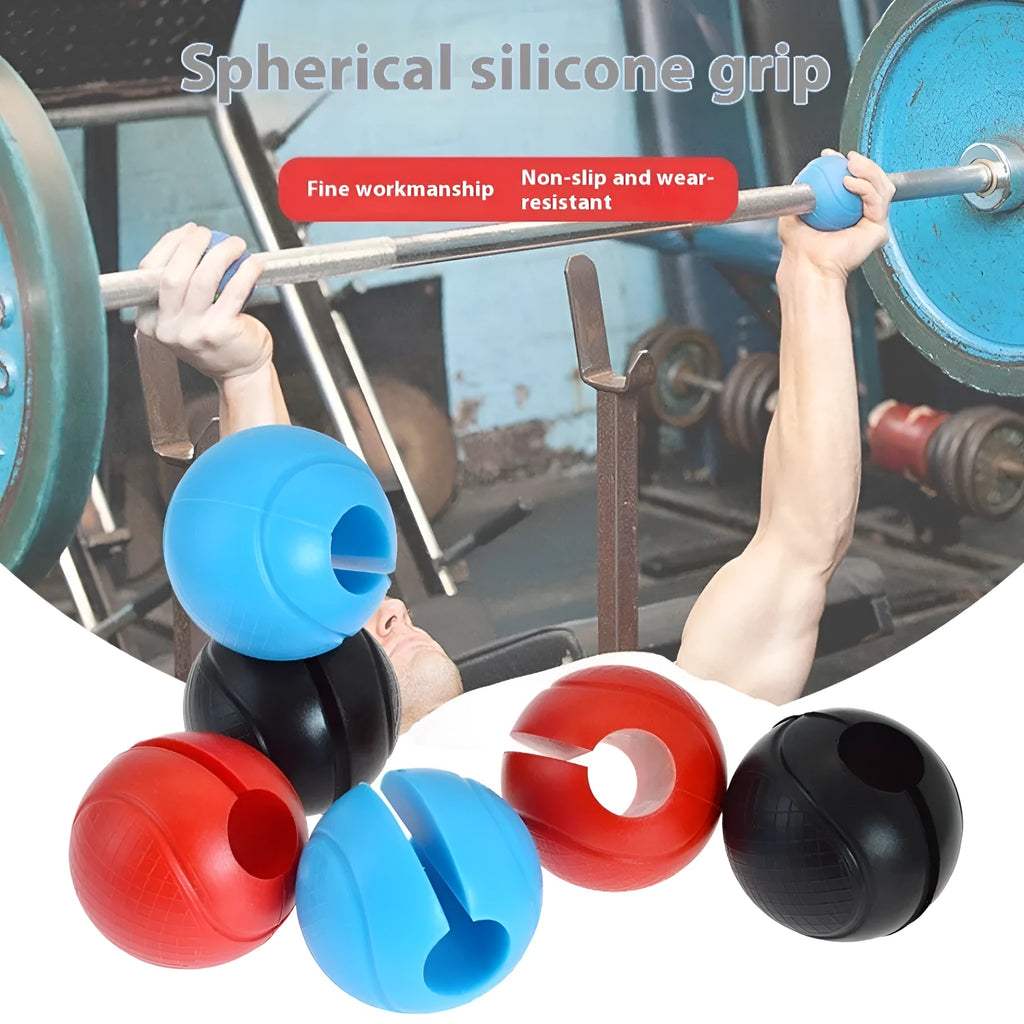 Round grip dumbbell silicone spherical hand grip in black on a white background