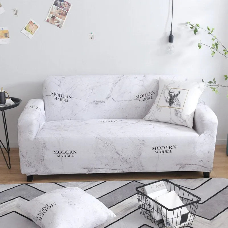 Elastic polyester striped sofa cover in modern design for a 3-seat sofa, available in 15 colours
