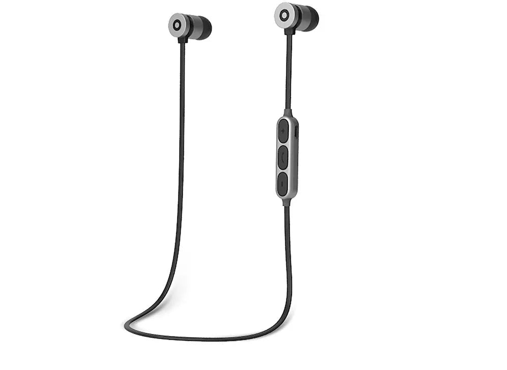 Metal neck-mounted Bluetooth headset with magnetic black earpieces