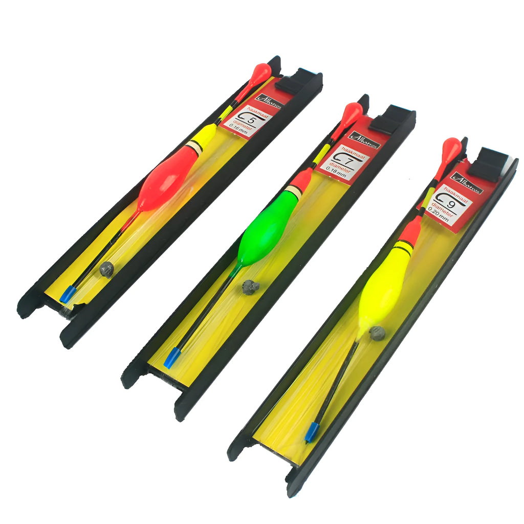 Vertical fishing float rig with wire group and double hook, 11mm plastic float, 8.5g, 3-pack