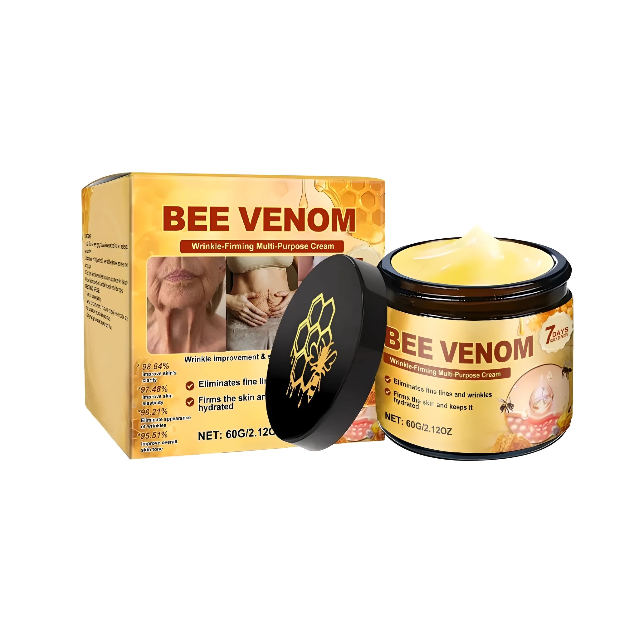 60g jar of anti-wrinkle facial repair cream with bee venom and acetyl tripeptide-1