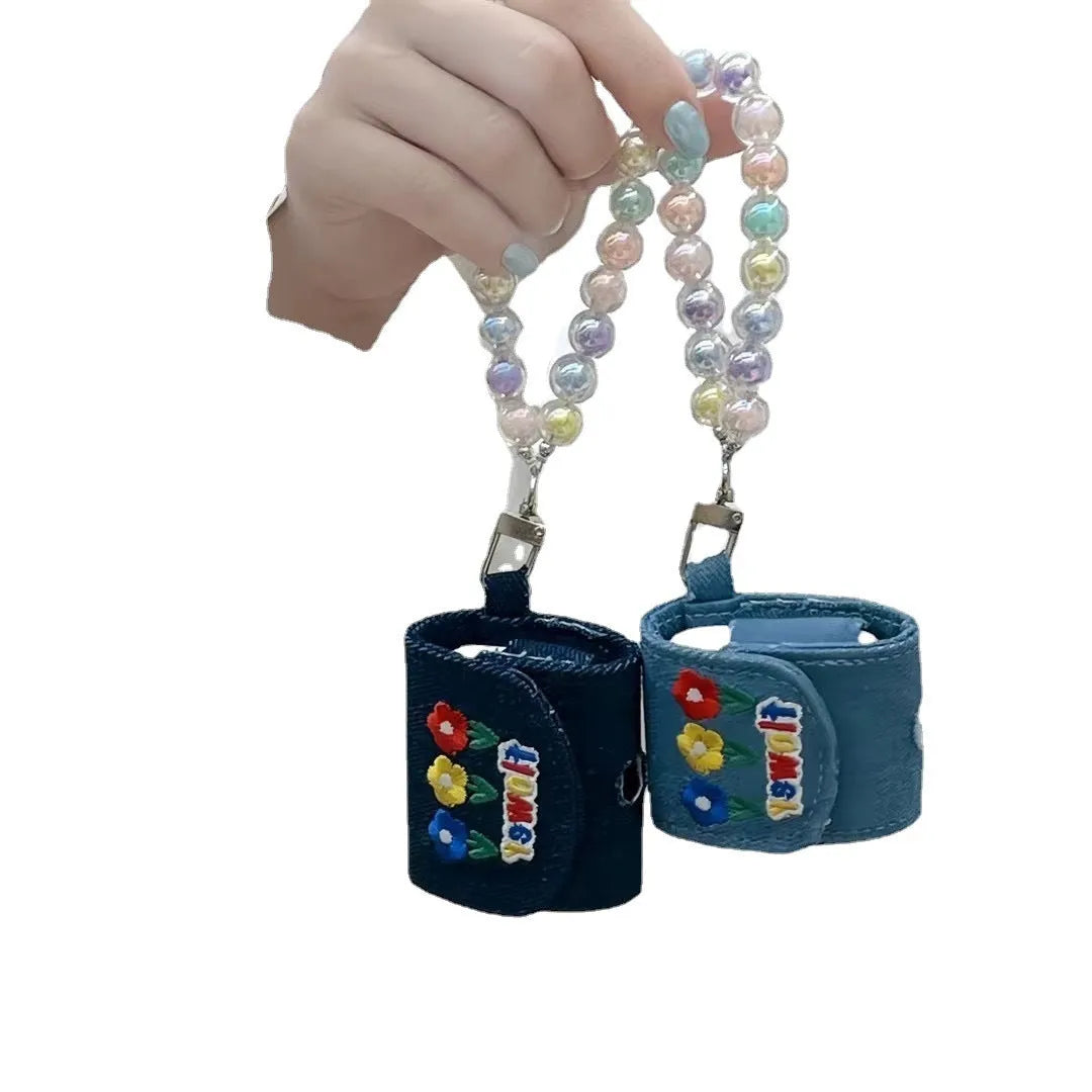 Denim earphone cover for Apple AirPods in denim blue and dark blue with all-inclusive universal fit