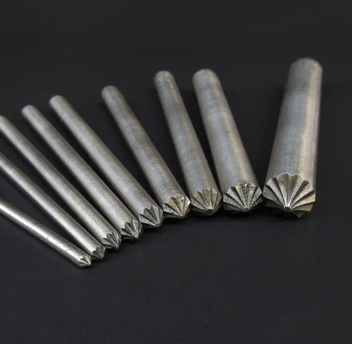 Silver DIY leather punch eye blossom chrysanthemum punch tool with 100mm length, 8mm or 11mm size options