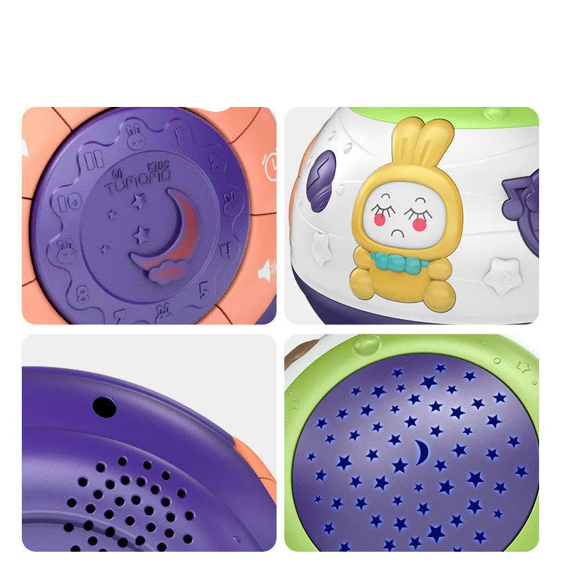 White starry sky night light projector for children with control buttons on top