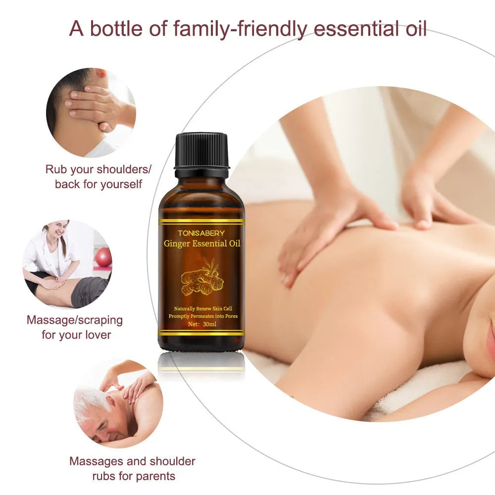 30 ml ginger massage essential oil bottle for whole body care with natural plant extraction