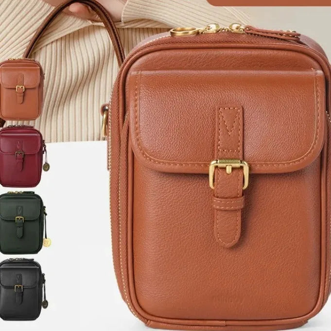 Unisex vintage large capacity PU messenger bag with retro brown finish and 10 card inserts