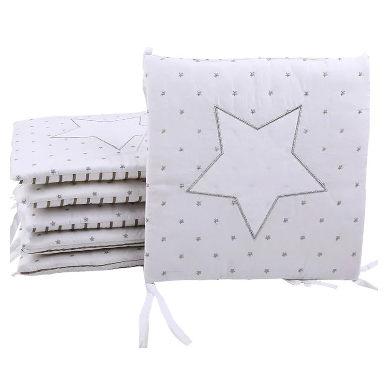 Baby cot bumper set 6 pieces 30x30cm pure cotton cartoon pattern computer embroidery