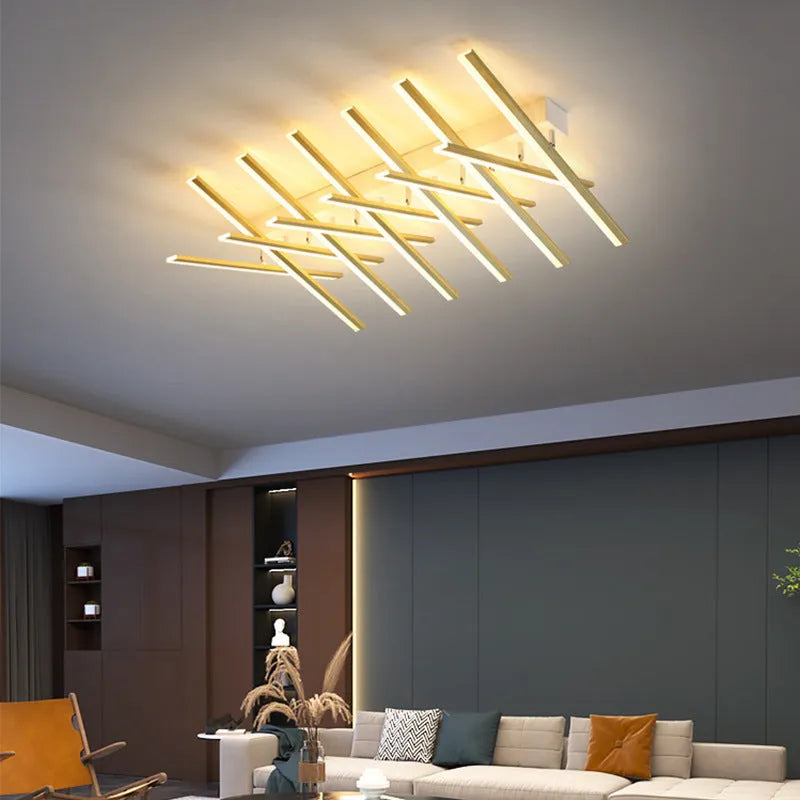 Modern ceramic ceiling light with six-head wave design in black or gold finish