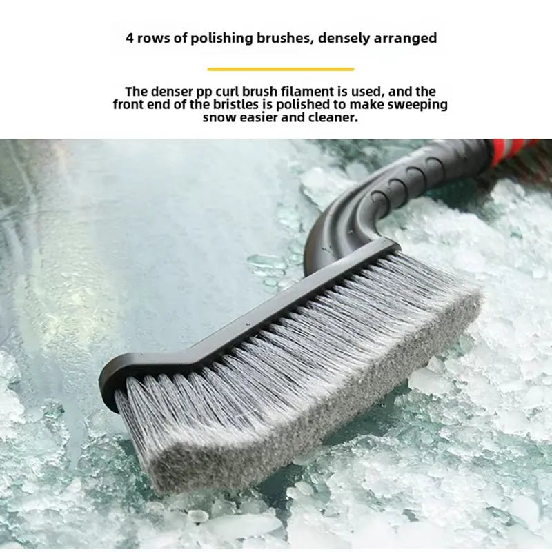 2 in 1 snow brush ice scraper for car windshield with red handle and foam grip