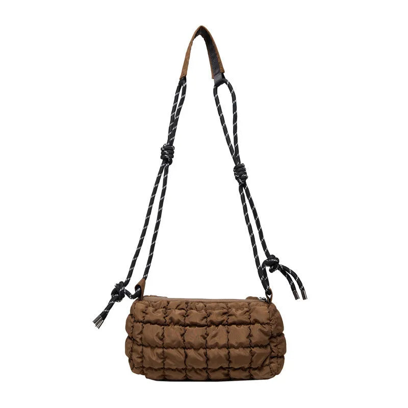 Women's lightweight nylon messenger bag in pillow shape with crossbody strap