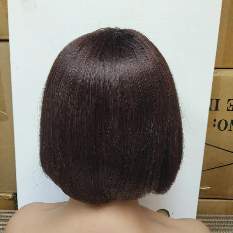 Double drawn human hair fringe bob wig short length natural look star fashion style 8 inch option