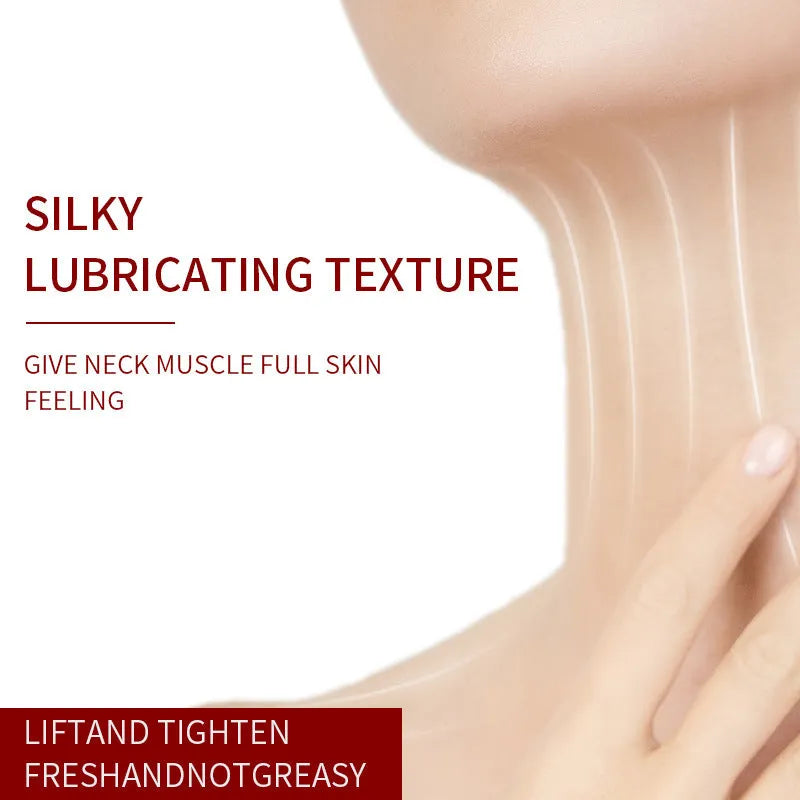 Container of roller neck cream with built-in massage ball applicator.