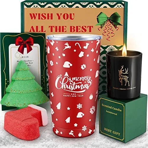 Christmas gift box with holiday cup and aromatherapy set, 20.3 x 15.2 x 9 cm