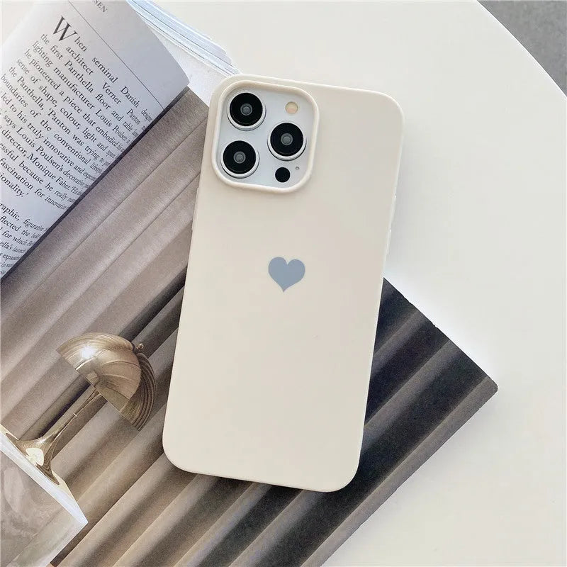 Little Love frosted TPU phone case in antique white for iPhone 14 with love design and full protection