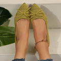 Bow knitted loafers for women in six colours, pointed toe, flat heel, rubber sole, sizes 36-43