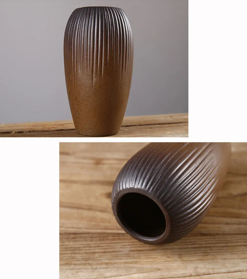 Ceramic small vase glazed pottery Japanese style ornament six colour options direct sales