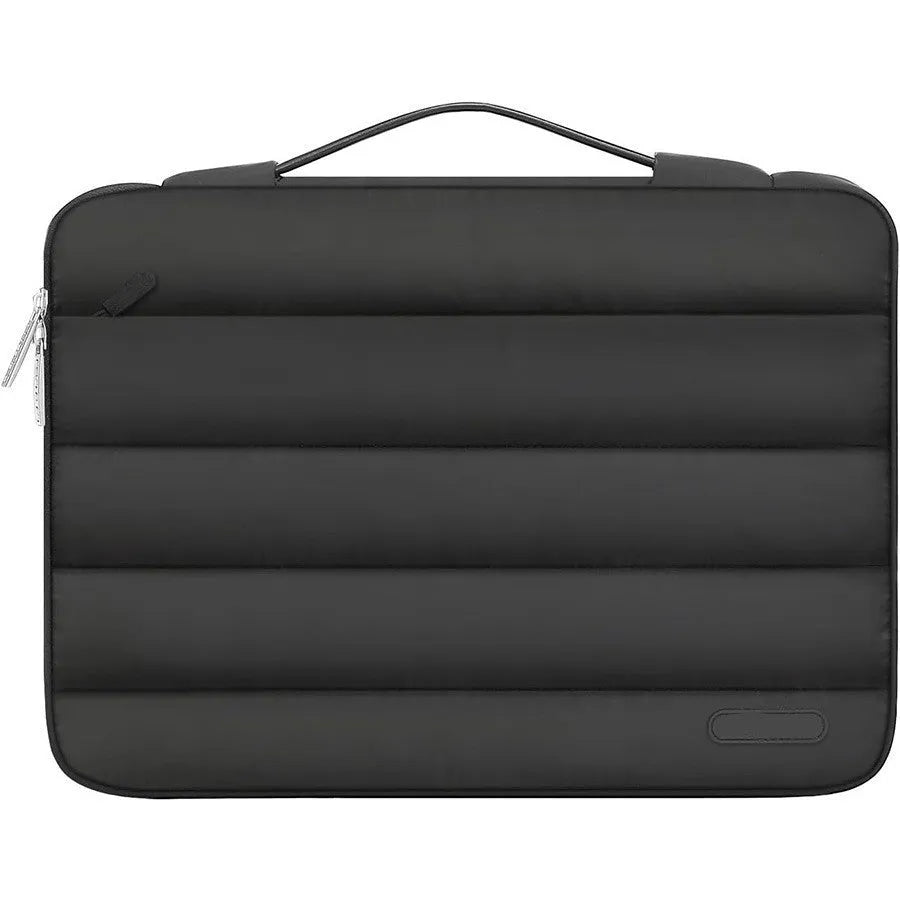 Cotton down shrink storage laptop bag with velvet lining, 13.3 inch, sand colour, plaid pattern