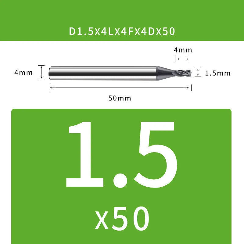 Tungsten steel 4-flute ball end mill tool for 1-12mm diameter milling