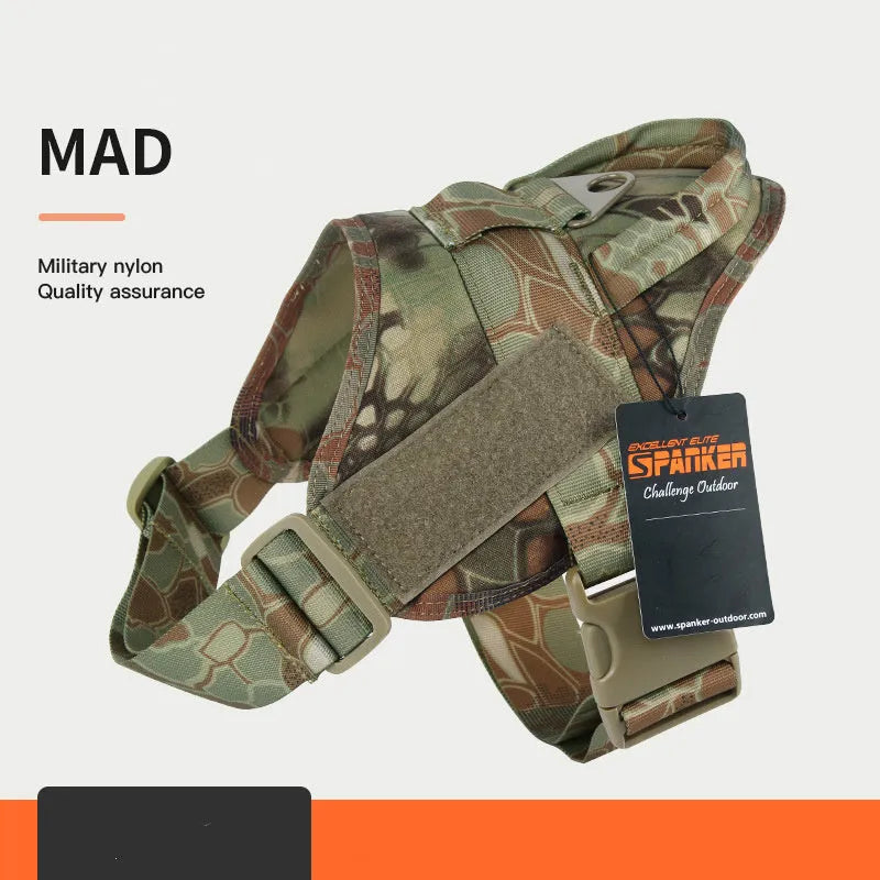 Large and medium dog harness in 1050D nylon with military webbing, UTX buckle, adjustable bust and neck, UK fit