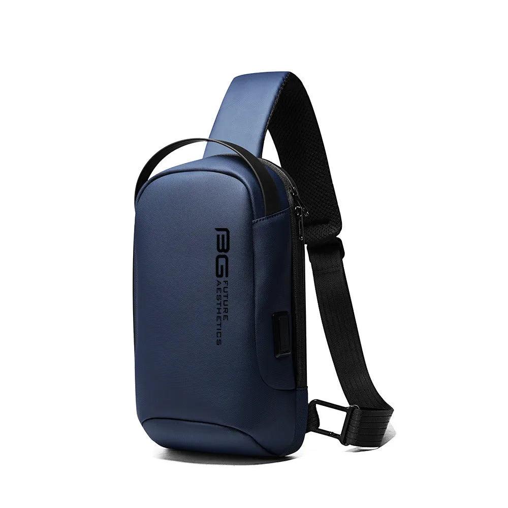 Men's Oxford cloth shoulder bag with USB charging port for business travel