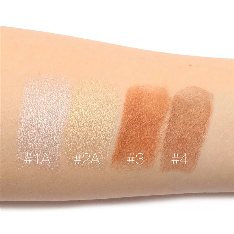 Cream contour highlighter makeup stick in a tube, shown with four shade options labelled A, B, C, D.