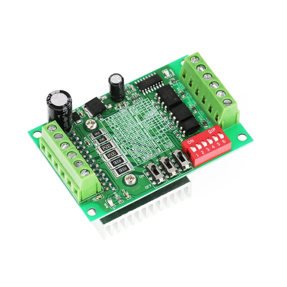 TB6560 3A stepper motor driver board with Toshiba chip and 6N137 optocoupler on white background