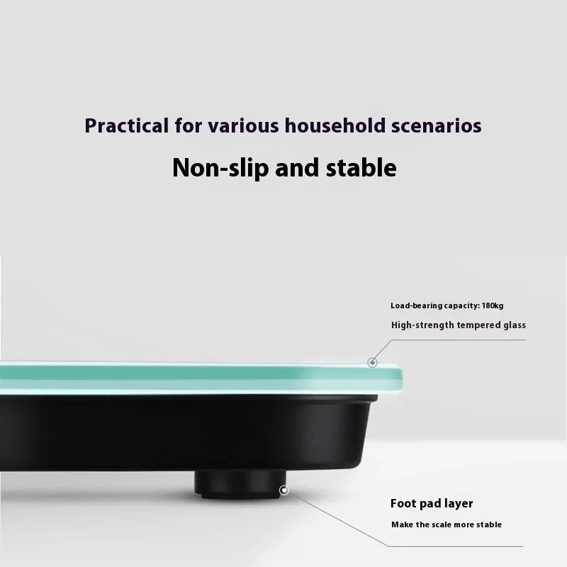 26x26cm household weighing scale showing multiple colour options including Cross Ice Crystal White, Piano Black and Rose Gold finishes
