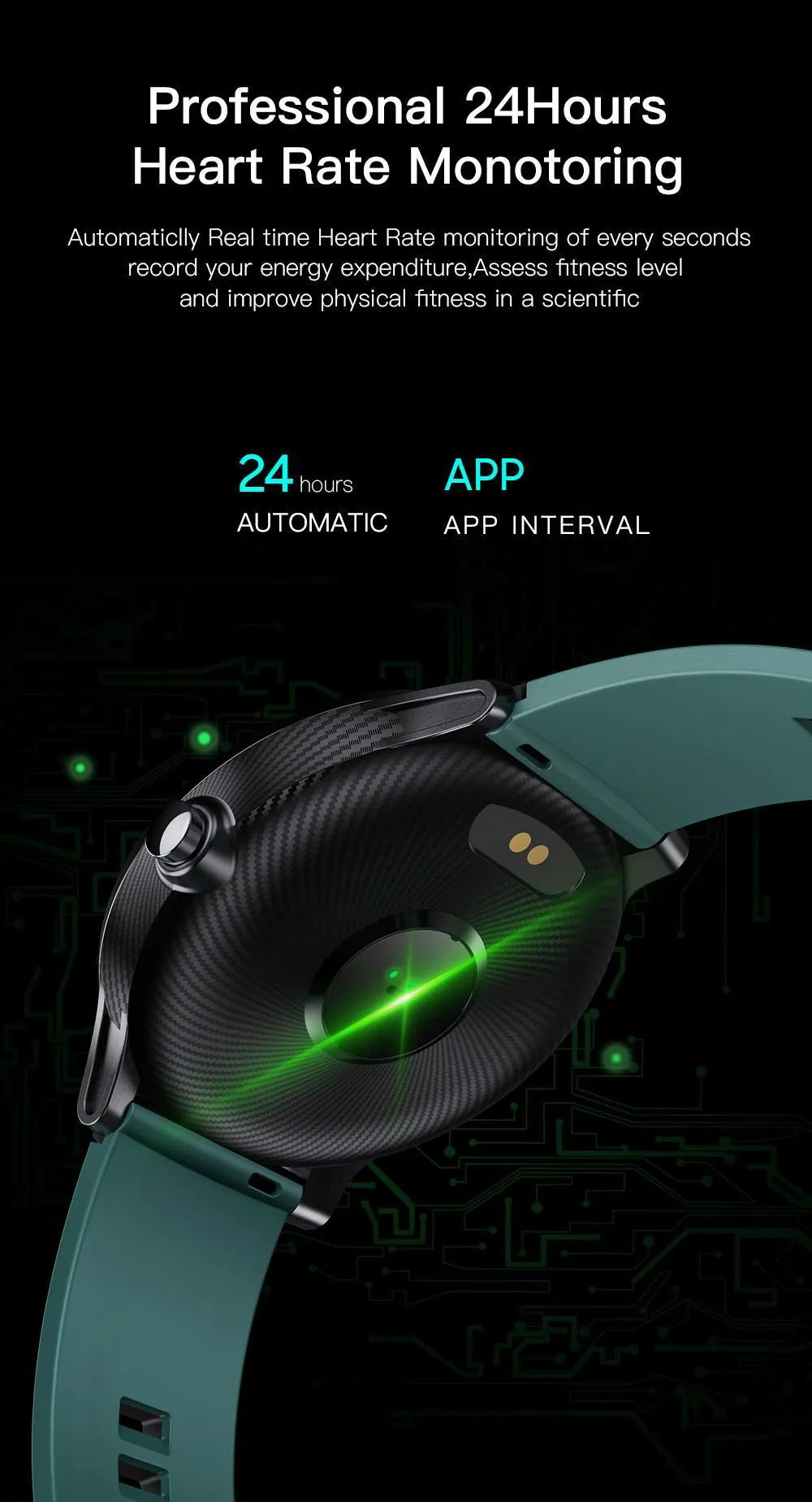 SN80 smart watch with metal body and silicone strap displaying heart rate on 1.3-inch touchscreen